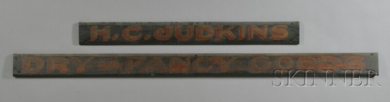 Appraisal: Painted Wood Trade Signs H C JUDKINS and DRY FANCY