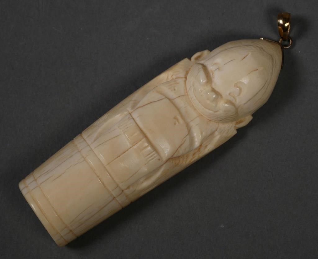 Appraisal: k gold marked hardware on - carved billiken figure PLEASE