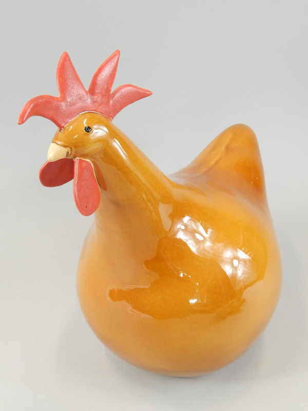 Appraisal: A modern novelty pottery chicken stamped to underside Longchamp France