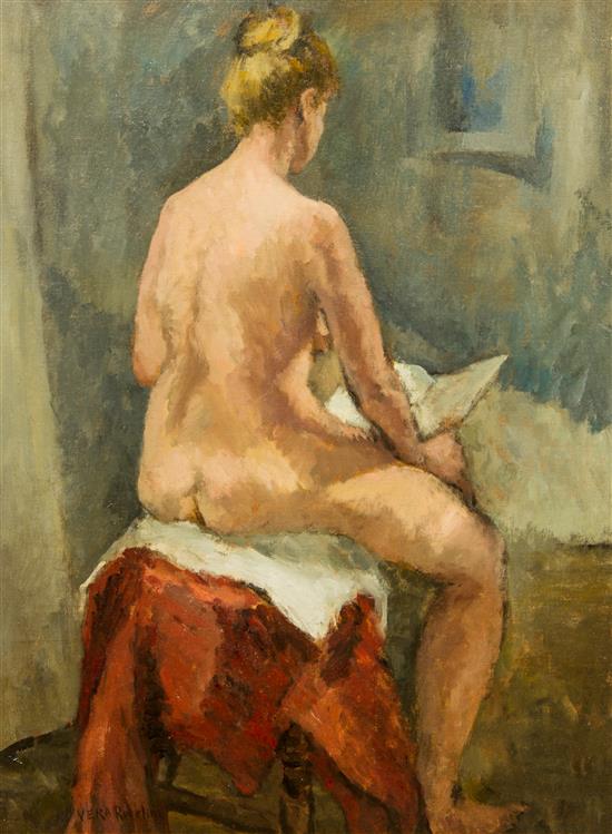 Appraisal: Sale Lot Vera Rockline French - Nude oil on canvasboard