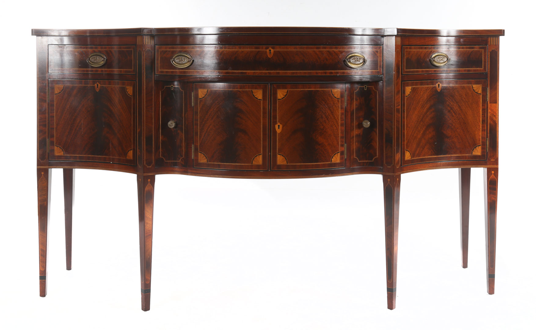 Appraisal: Potthast Federal style mahogany sideboard serpentine front central bowed door