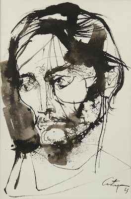 Appraisal: Juan Carlos Castagnino Argentine - Figura de Hombre Ink wash