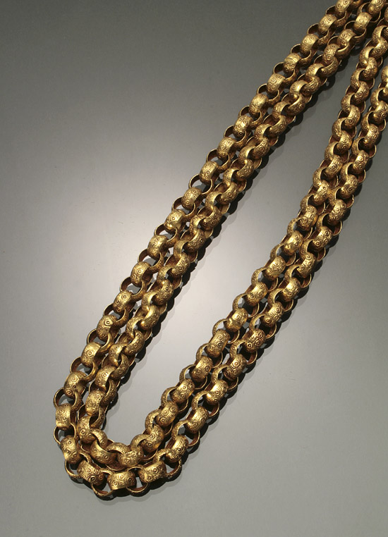 Appraisal: Opera Length Tested -Karat Yellow-Gold Necklace Joined by a barrel-form