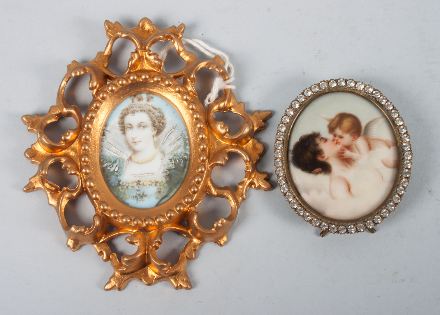 Appraisal: Miniature porcelain plaque and gouache Continental painted porcelain plaque of