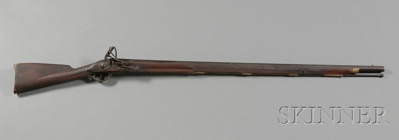 Appraisal: Flintlock Musket caliber unmarked lock brass mounts butt plate engraved