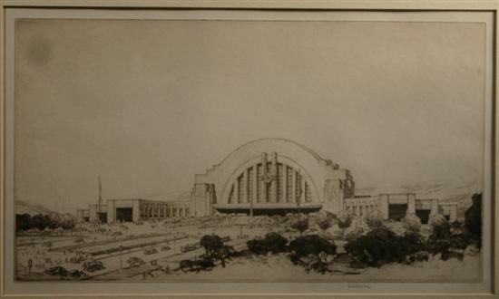 Appraisal: Mowbrey Soderberg Louis Mowbrey Etching of a large building with