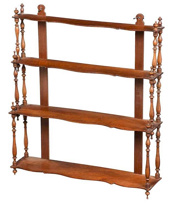 Appraisal: Victorian Figured Walnut Hanging Whatnot Shelf late th century four