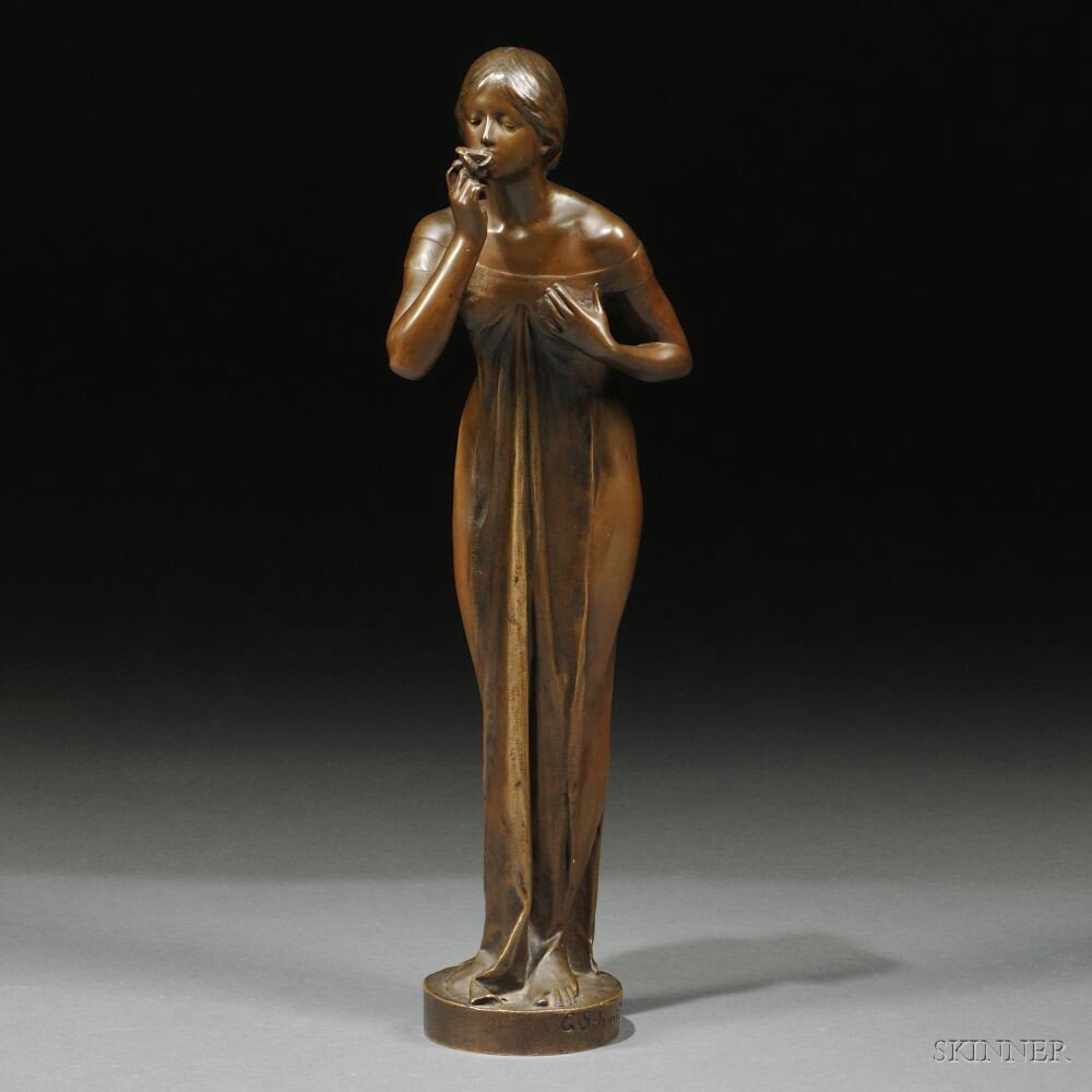 Appraisal: Gustav Schmidt-Cassel German - Bronze Depiction of a Maiden modeled