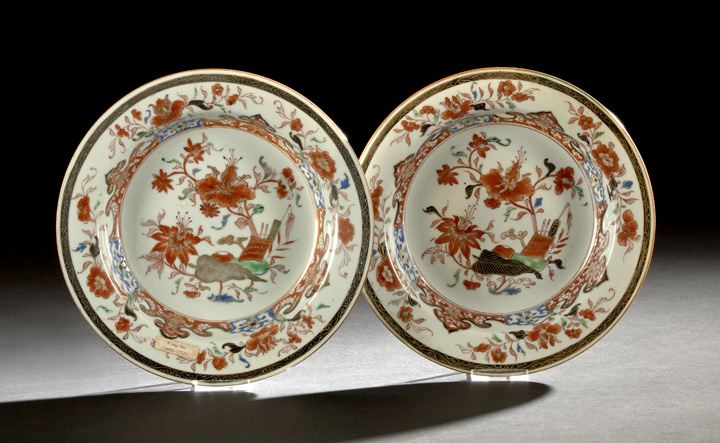 Appraisal: Pair of Unusual Chinese Export Porcelain Deep Dishes Kangxi Reign