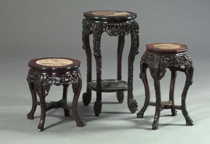 Appraisal: Asian Rosewood Stand with a beaded scalloped top with a