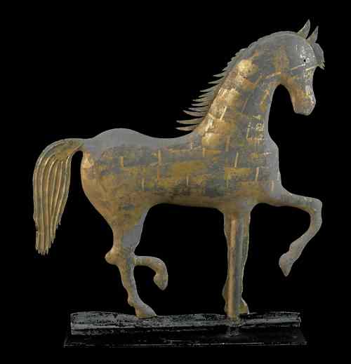 Appraisal: Copper prancing horse weathervane ca by A L Jewell Co