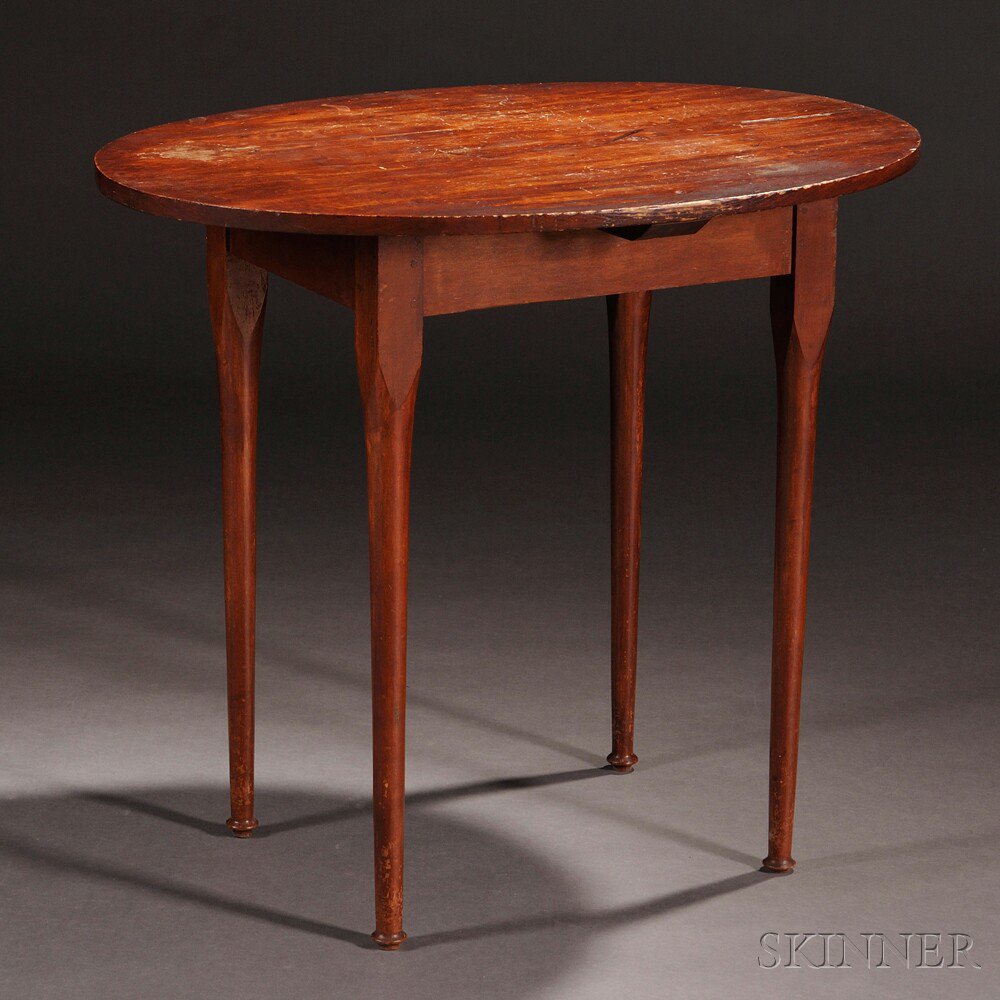 Appraisal: Shaker Birch and Pine Table Alfred Maine c oval overhanging