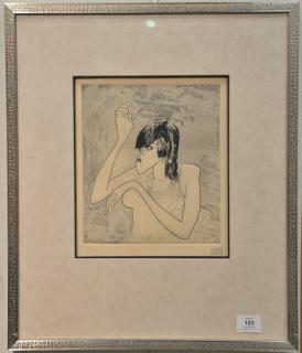 Appraisal: Al Hirschfeld - etching of Jane Fonda signed in pencil