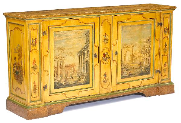 Appraisal: An Italian Neoclassical polychrome decorated and arte povera credenza th