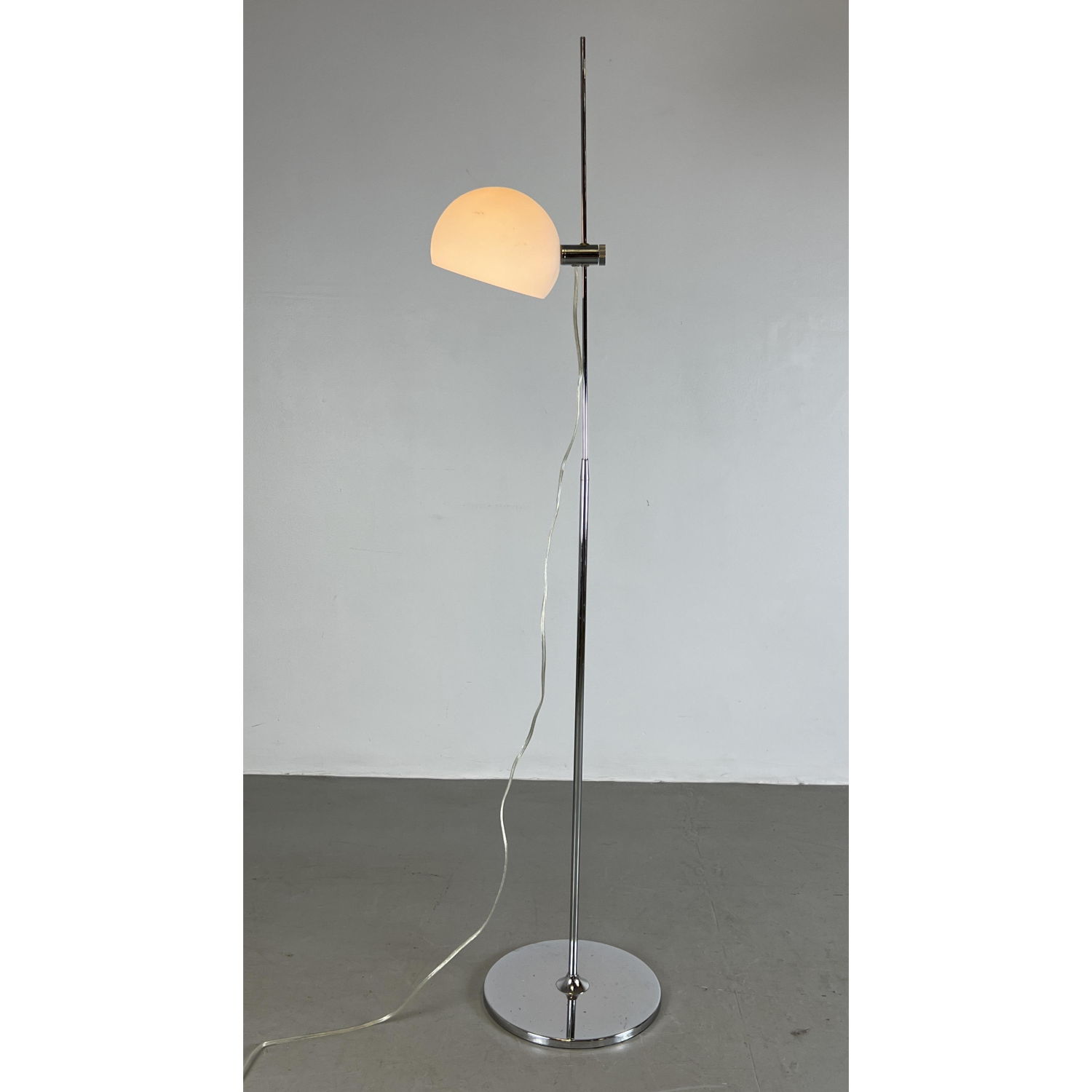 Appraisal: NUEVO Chrome Demi Lune Shade Floor Lamp Modernist Lighting Dimensions