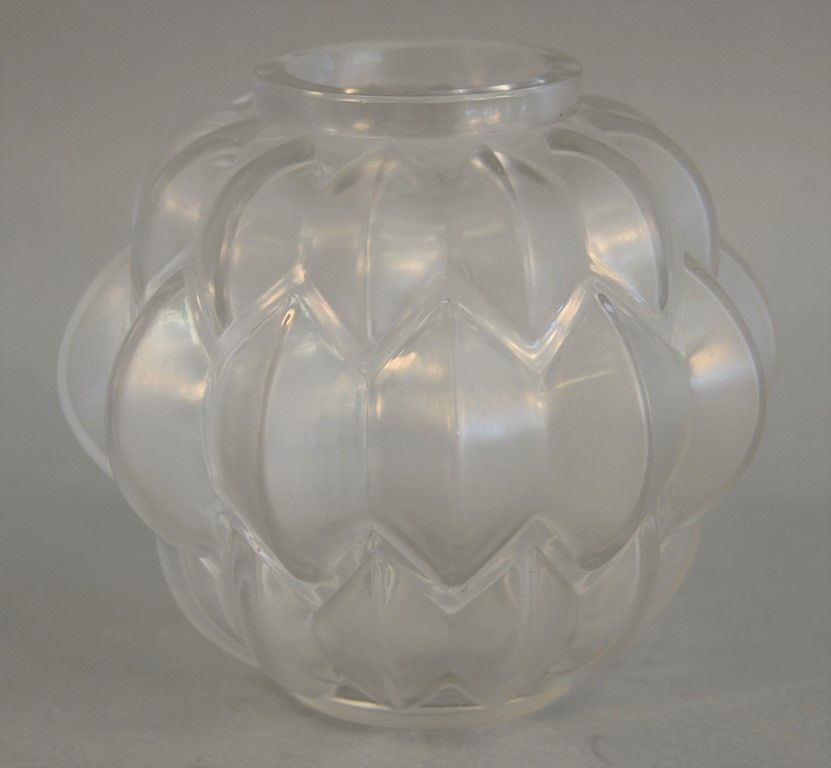 Appraisal: Lalique frosted globular vase signed lalique France ht in Lalique