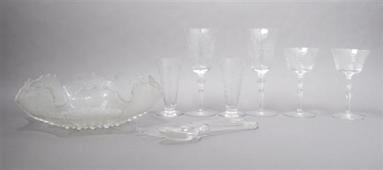 Appraisal: A Partial Etched Glass Stemware Service Height of first inches