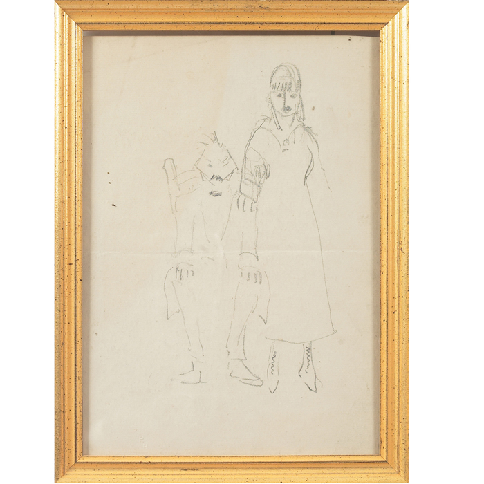 Appraisal: Robert Henri American - Figures c pair of drawings one