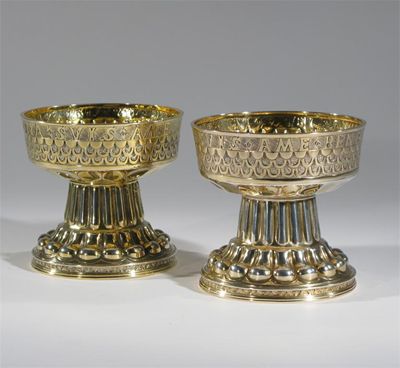 Appraisal: A Nathan and Hayes silver gilt Medieval Revival chalice modelled