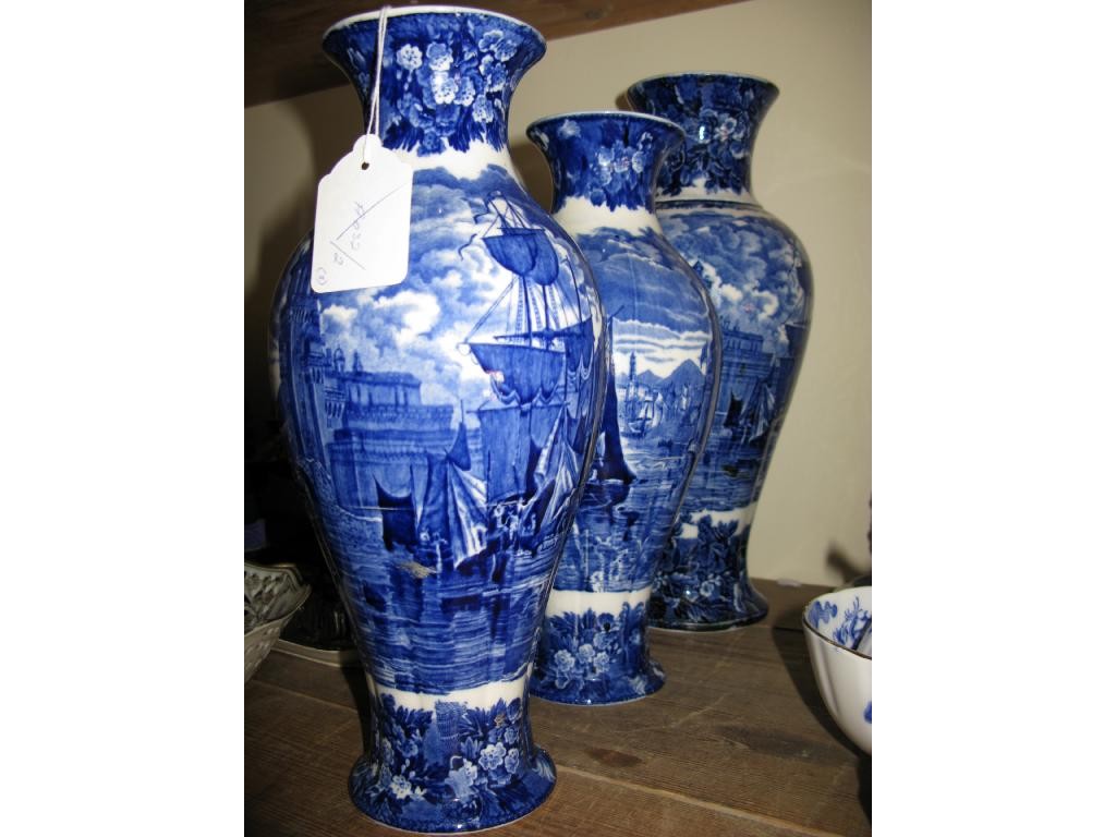 Appraisal: A trio of Wedgwood Ferrara Ware vases baluster shape printed