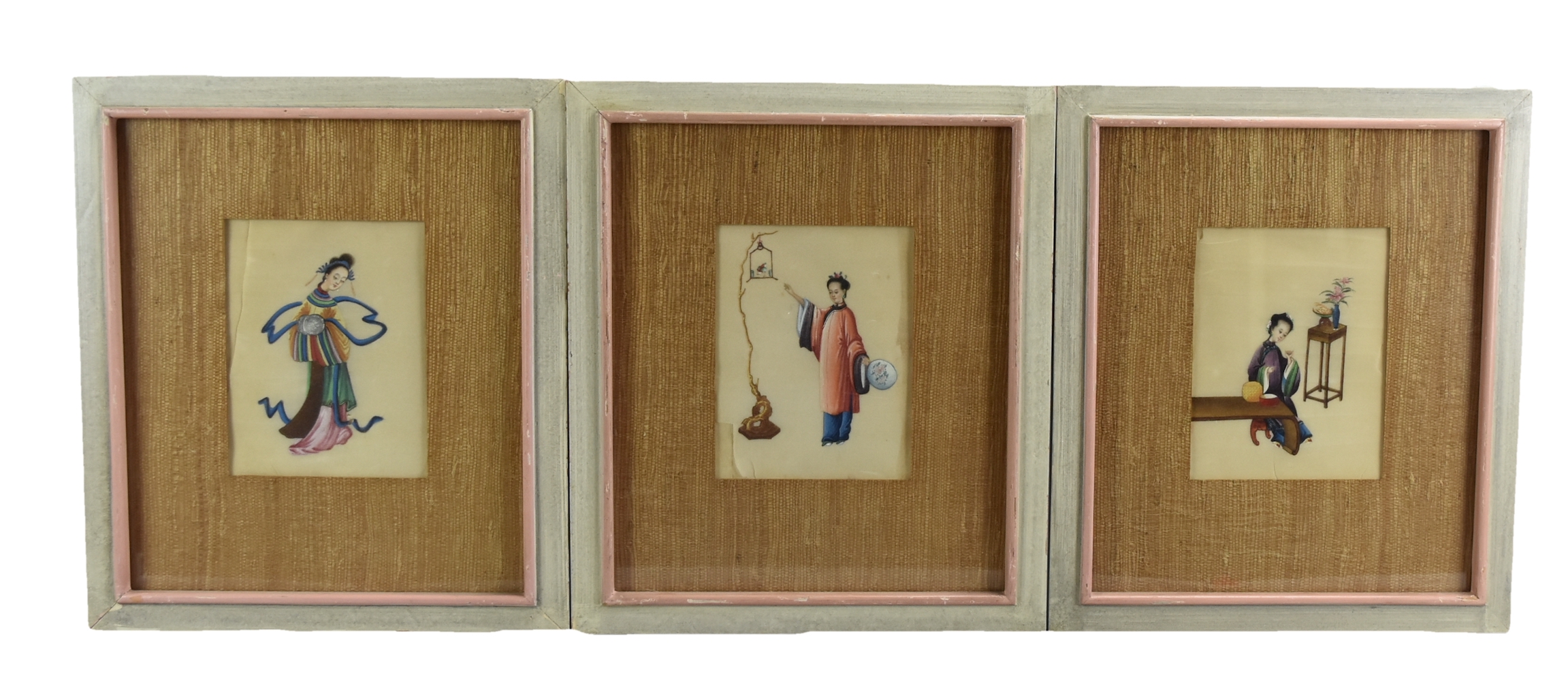 Appraisal: CHINESE FRAMED PITH PAPER PAINTINGS QING DYNASTY A set of