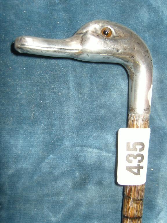 Appraisal: A silver walking cane handle in the form of a