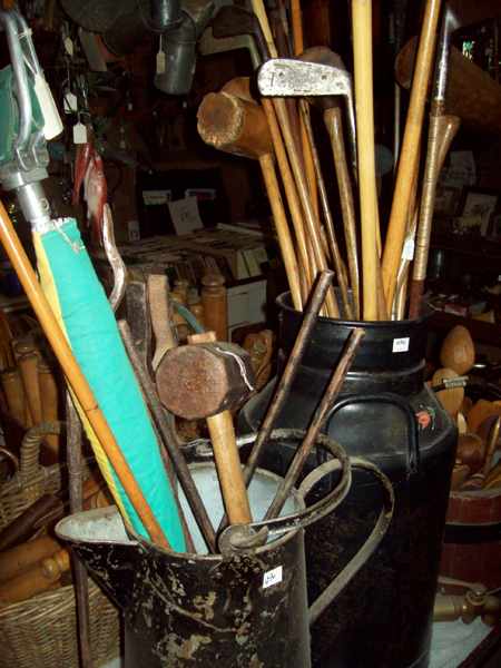 Appraisal: A COLLECTION OF COLLECTABLE GOLF CLUBS POLO STICKS BLACKSMITH'S TOOLS