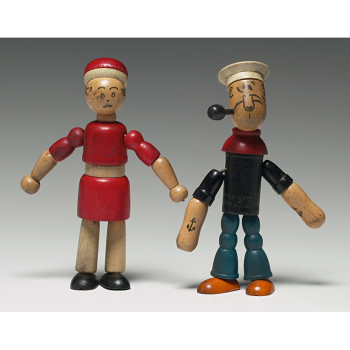 Appraisal: Americana dolls two wooden jointed Little Orphan Annie and Popeye