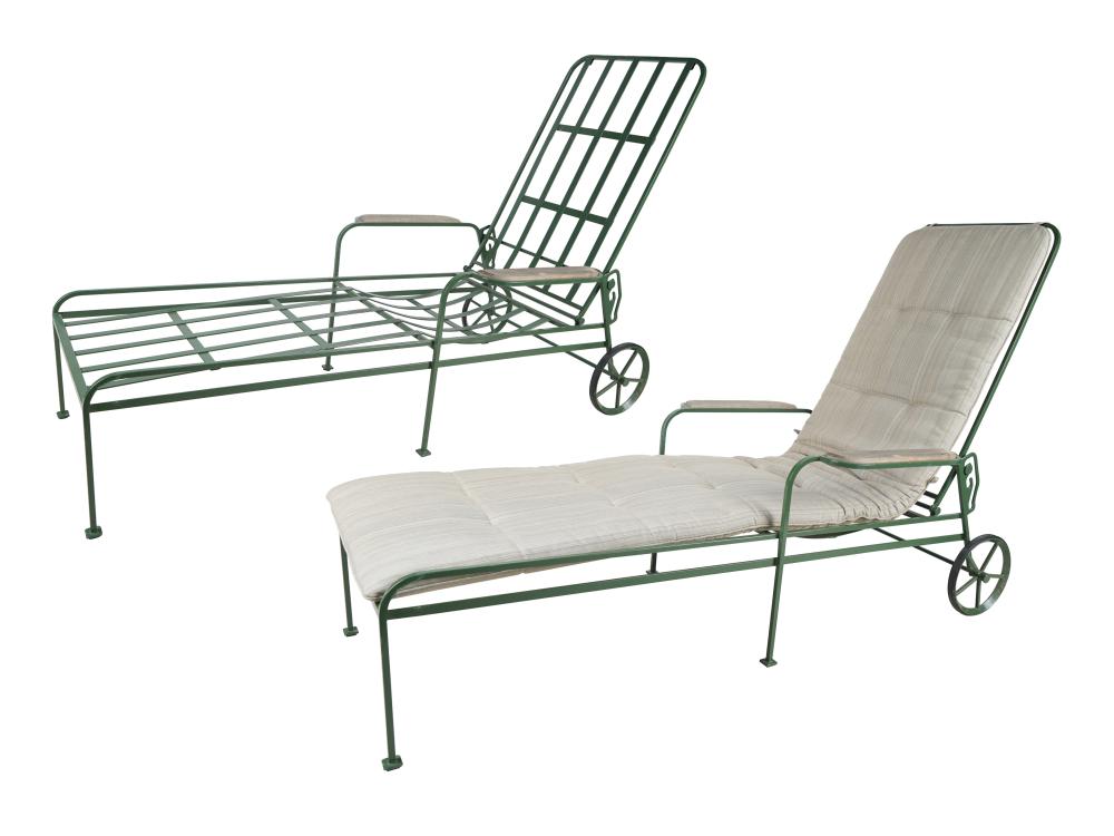 Appraisal: TWO MUNDER-SKILES TEAK METAL ISELIN CHAISE LOUNGESthe metal painted in