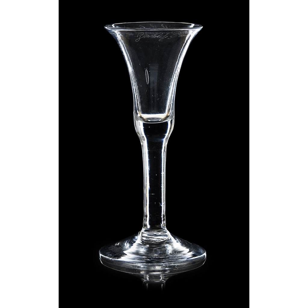 Appraisal: A 'DOWN WITH THE RUMP' JACOBITE WINE GLASS TH CENTURY