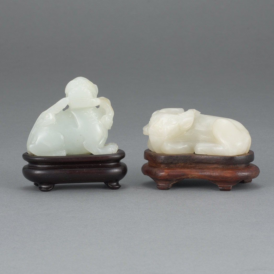 Appraisal: Two Chinese Jade Figures of Animals Comprising a white recumbent