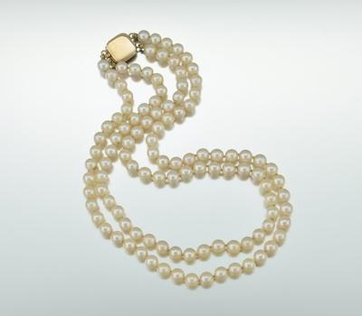 Appraisal: A Double Strand Pearl Necklace Approx - mm pearls with