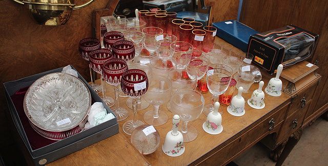 Appraisal: A SET OF SIX LARGE WINE GLASSES with air twist