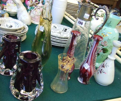 Appraisal: A quantity of glassware including a silver plate mounted claret