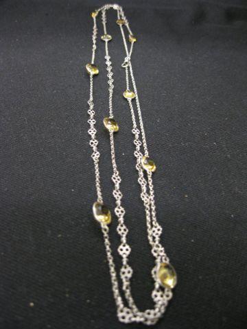 Appraisal: Victorian Citrine Sterling Necklace ten oval gems approx carats each