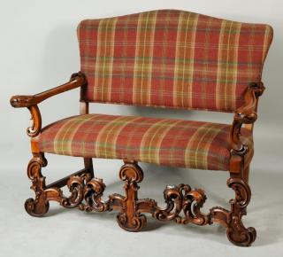 Appraisal: Continental Baroque Style Carved Settee Continental baroque style carved settee