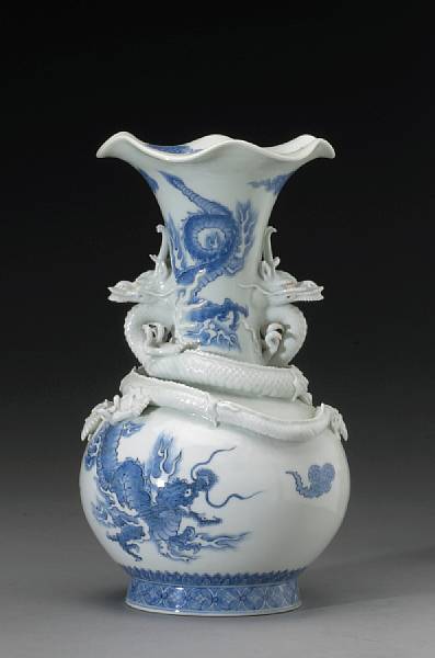 Appraisal: A Hirado porcelain blue and white vase Meiji Period Late