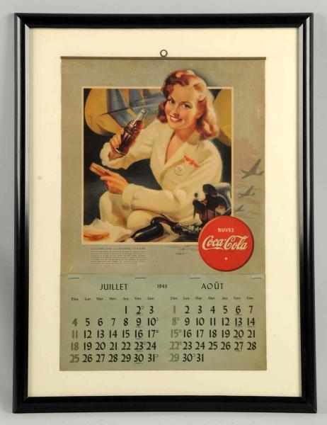 Appraisal: French Canadian Coca-Cola Calendar Framed and matted under plexi A