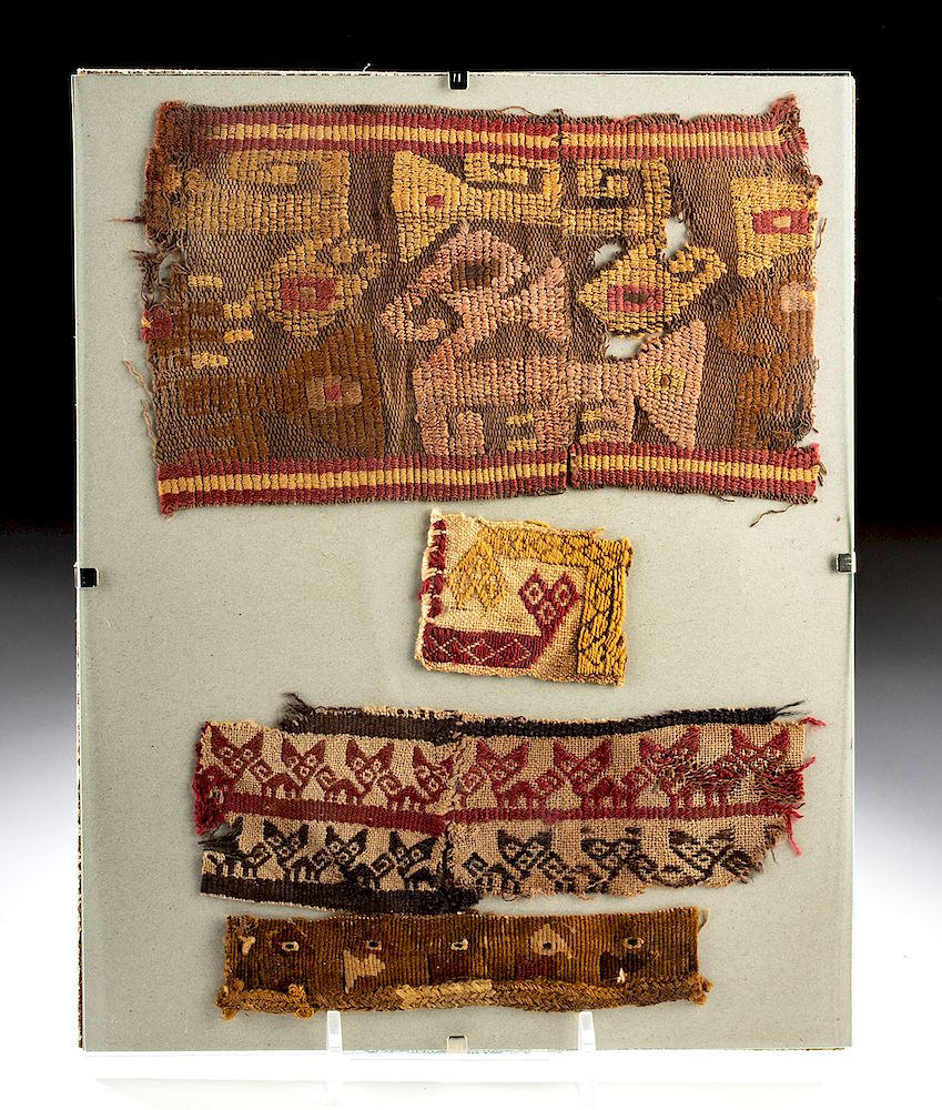 Appraisal: Lot of Chimu Textile Fragments - Zoomorphs Avians Pre-Columbian North