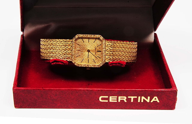 Appraisal: An ct gold ladies wrist watch by Certinawith integral strap