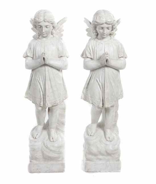 Appraisal: A Pair of Continental Carved Marble Figures each depicting a