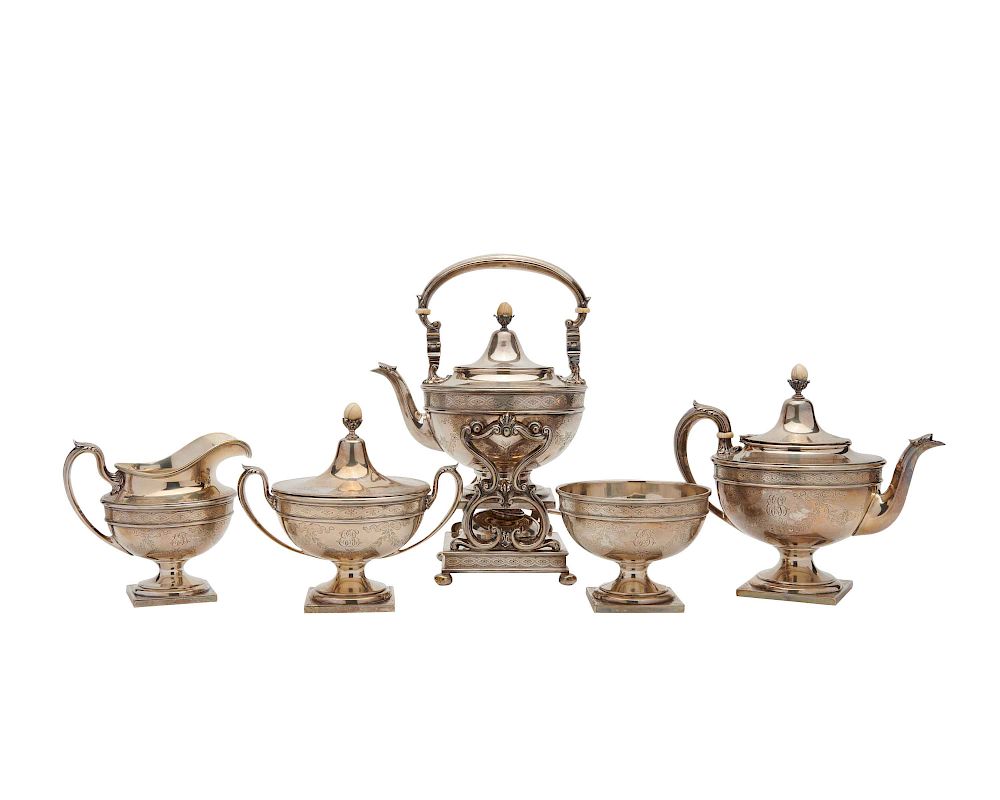 Appraisal: WM B DURGIN CO Five Piece Silver Coffee and Tea