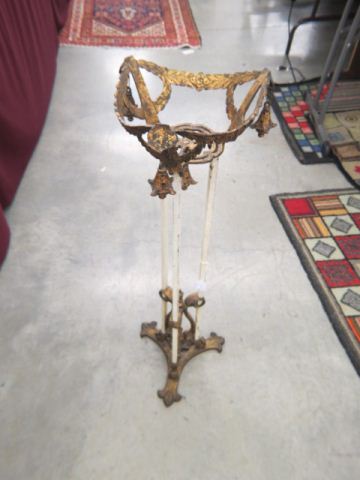 Appraisal: Antique Plant Stand bronzed metal with garland floral decor tall