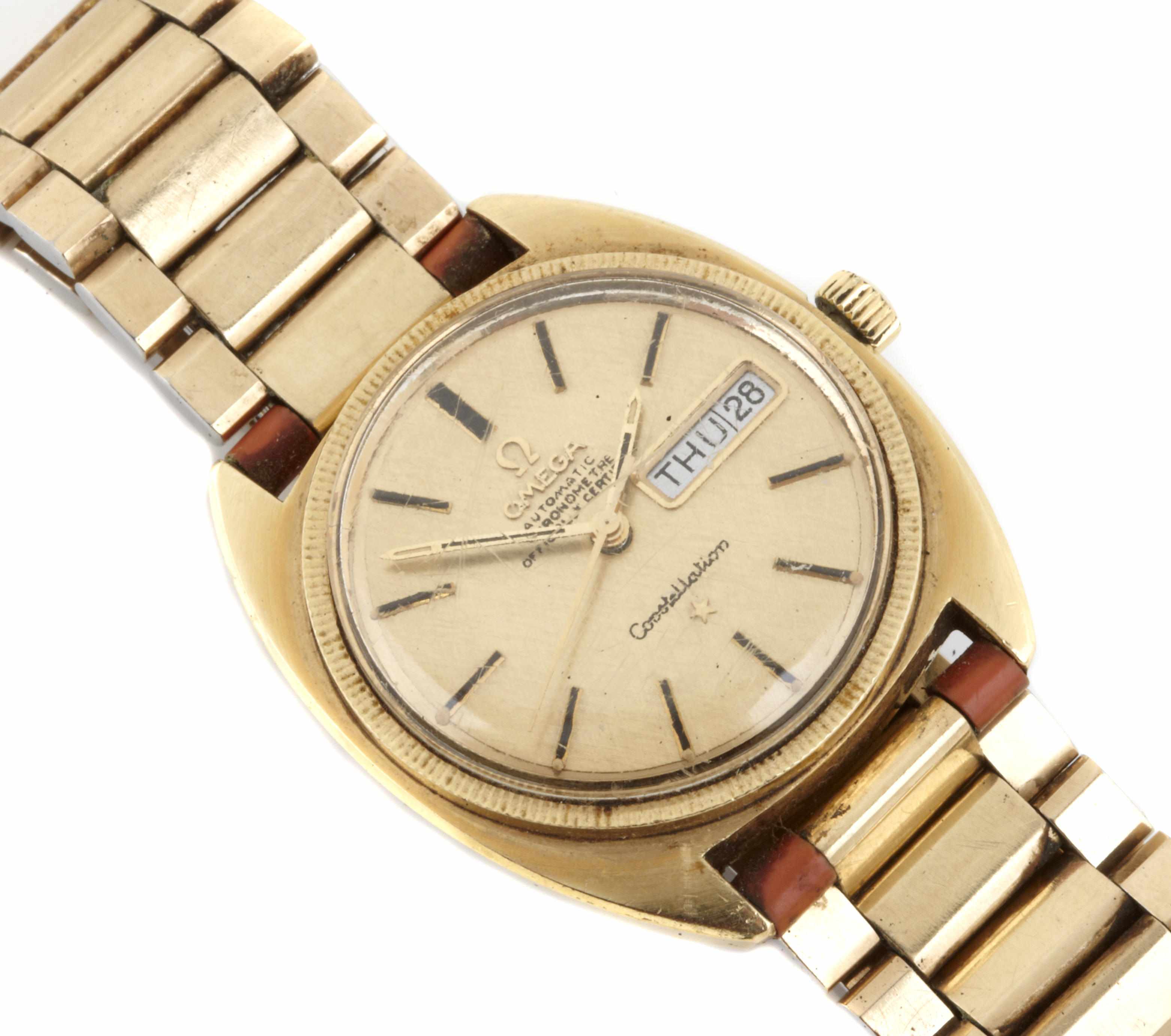 Appraisal: An automatic k gold filled and stainless steel wristwatch Omega