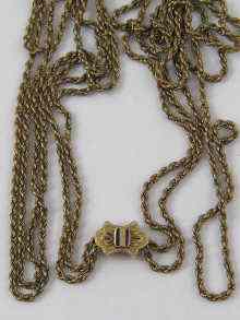 Appraisal: A Victorian ct gold long guard rope chain with enamelled