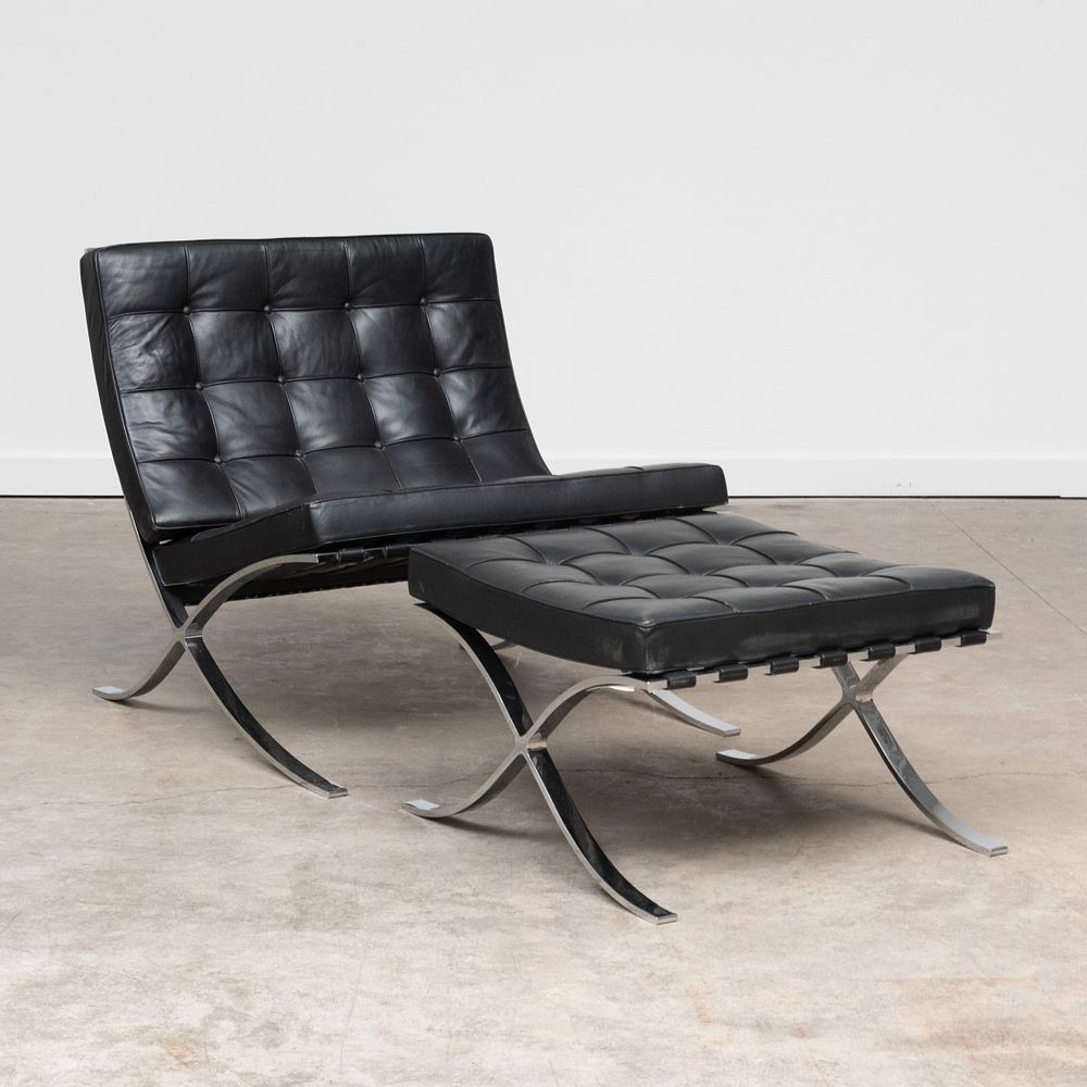 Appraisal: Mies van der Rohe Leather and Chrome 'Barcelona' Chair and