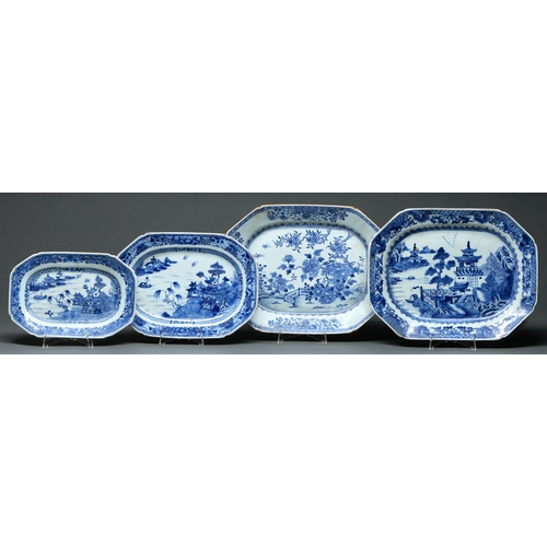 Appraisal: Four Chinese export blue and white dishes late th c