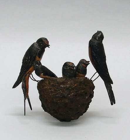 Appraisal: Two swallows and fledglings t w Ship plus insurance