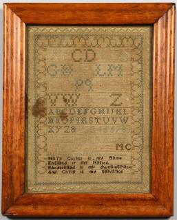 Appraisal: Rhode Island Sampler th century silk on linen Rhode Island