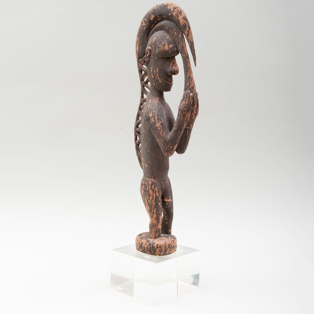 Appraisal: Papua New Guinea Painted Wood Model of a Man Sepik